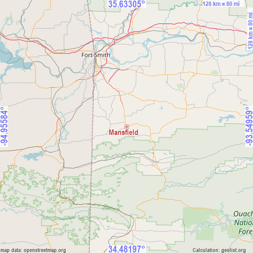 Mansfield on map