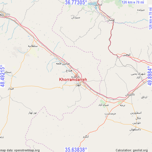 Khorramdarreh on map