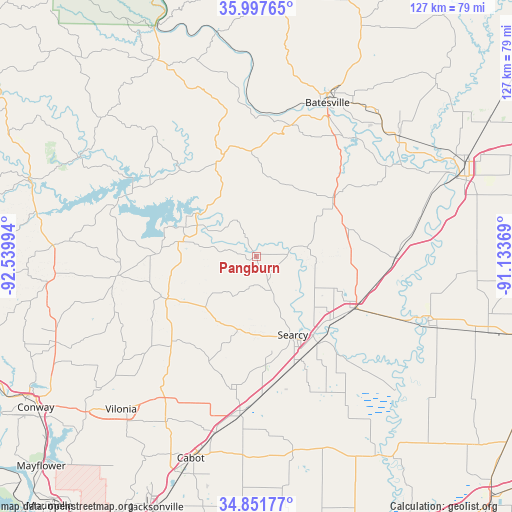 Pangburn on map