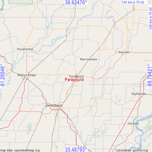 Paragould on map