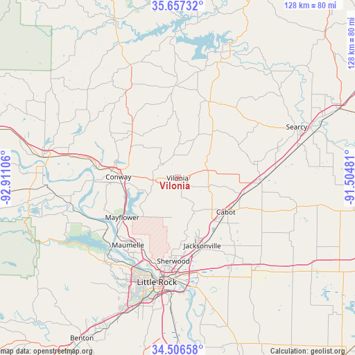 Vilonia on map