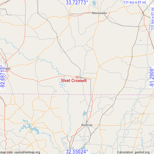 West Crossett on map