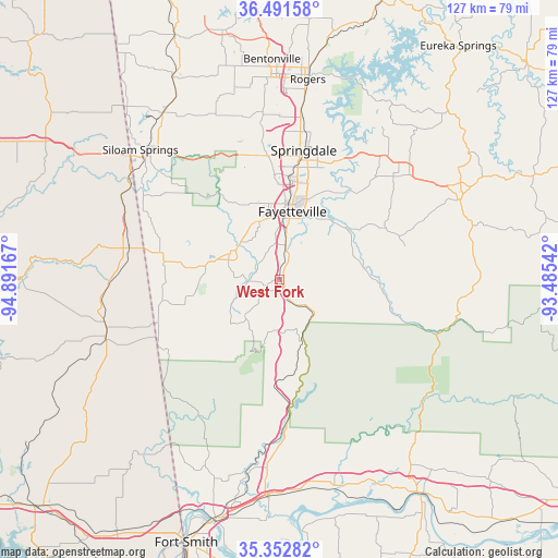 West Fork on map