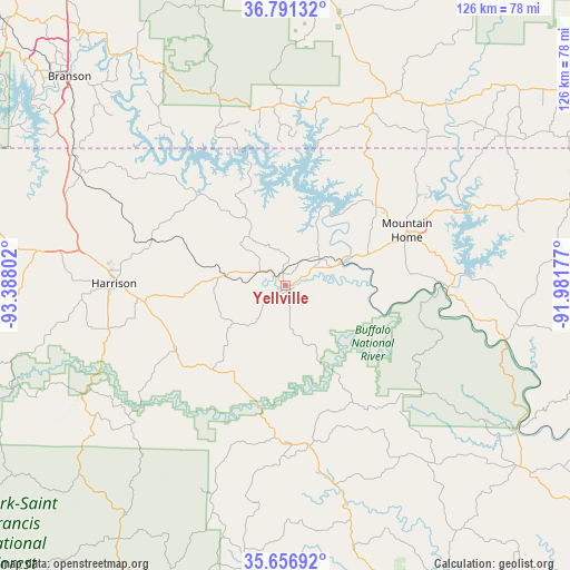 Yellville on map