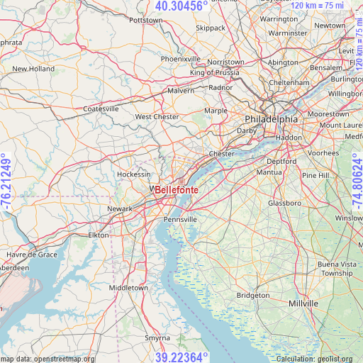 Bellefonte on map