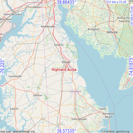 Highland Acres on map