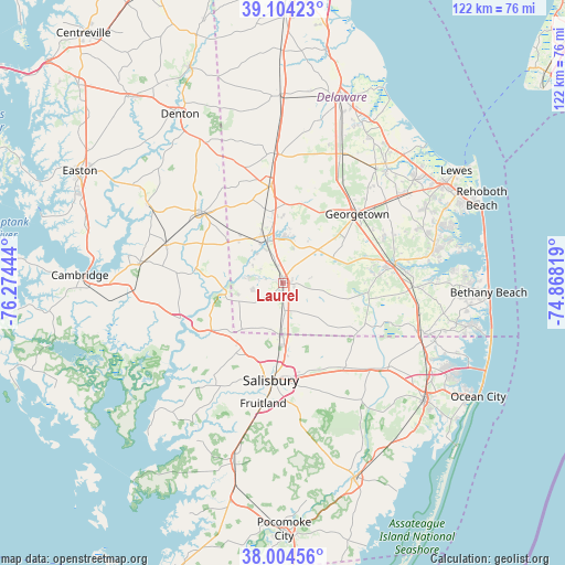 Laurel on map