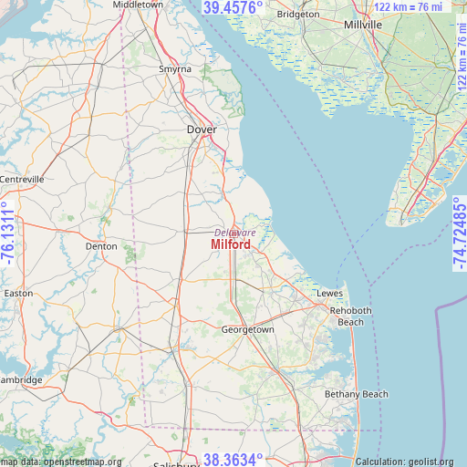 Milford on map