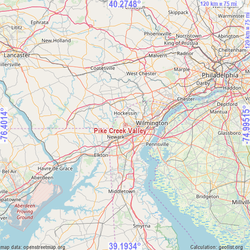 Pike Creek Valley on map