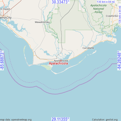 Apalachicola on map