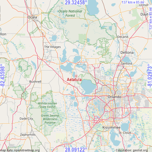 Astatula on map