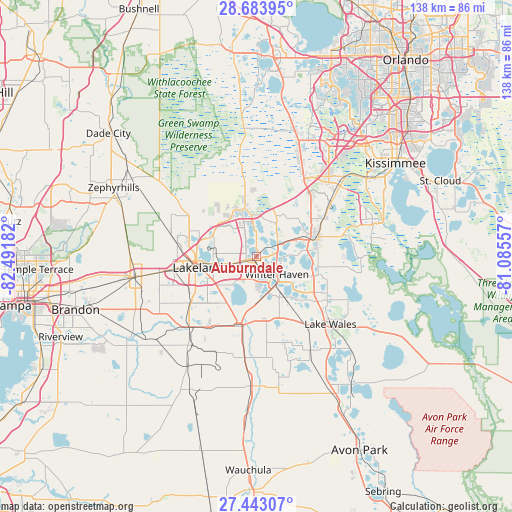 Auburndale on map
