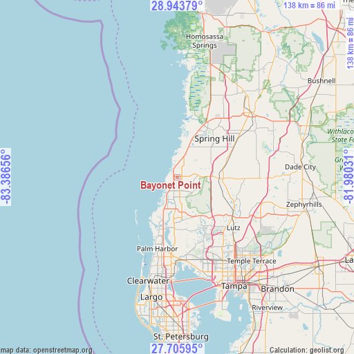 Bayonet Point on map