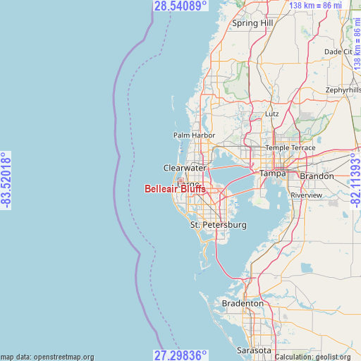 Belleair Bluffs on map