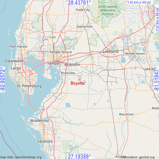Boyette on map