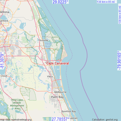 Cape Canaveral on map