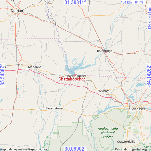 Chattahoochee on map