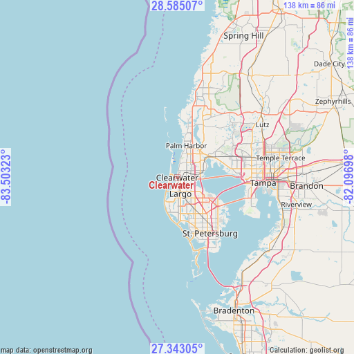 Clearwater on map