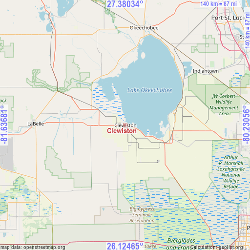 Clewiston on map