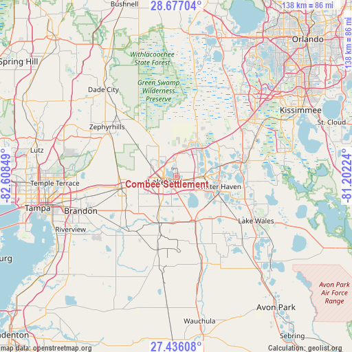 Combee Settlement on map