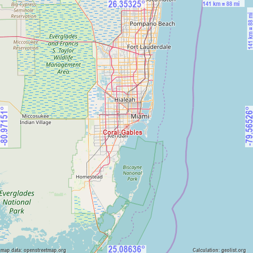 Coral Gables on map