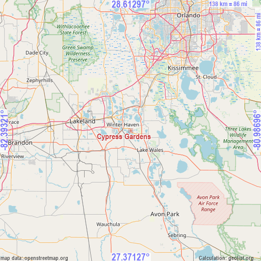 Cypress Gardens on map