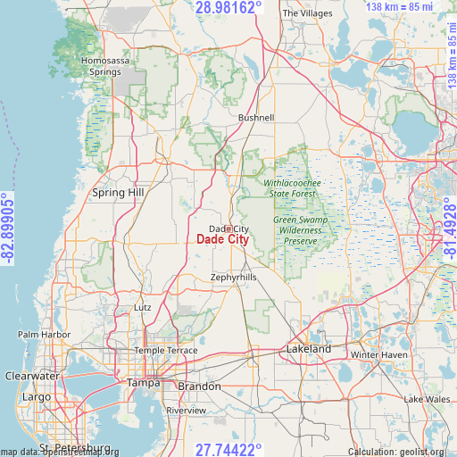 Dade City on map