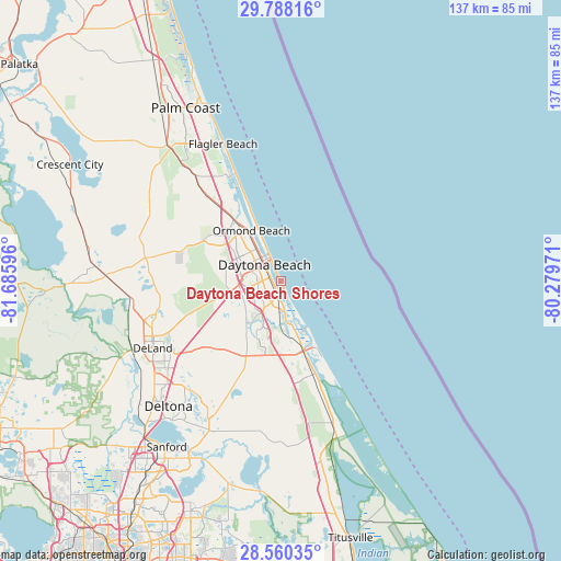 Daytona Beach Shores on map