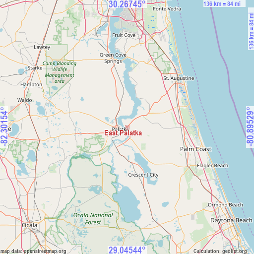 East Palatka on map