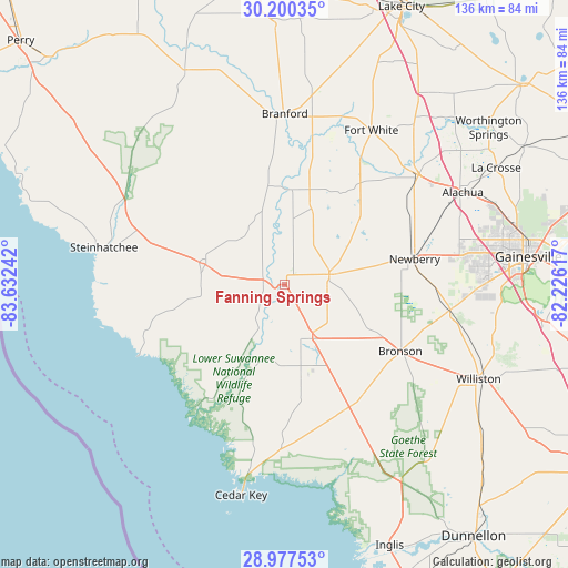 Fanning Springs on map