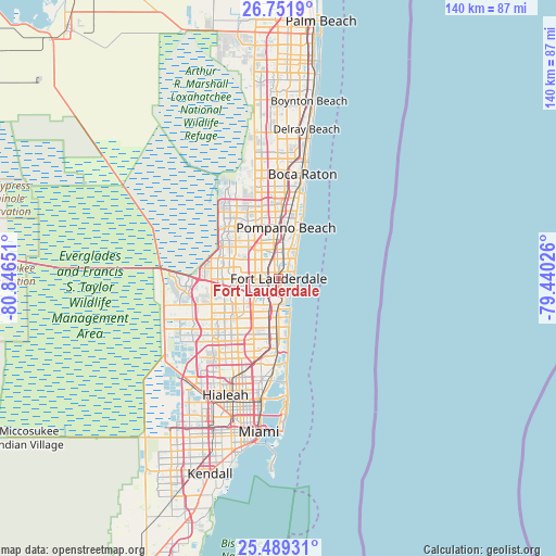Fort Lauderdale on map