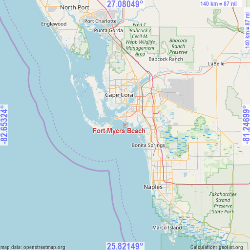 Fort Myers Beach on map