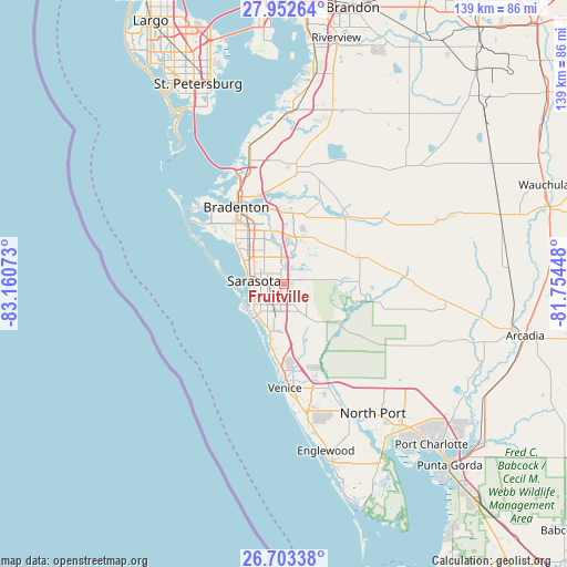 Fruitville on map