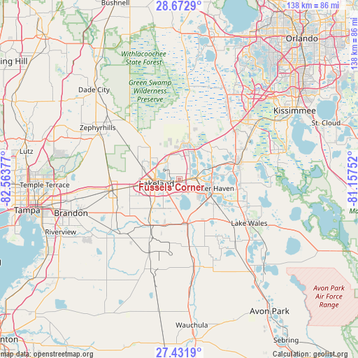 Fussels Corner on map