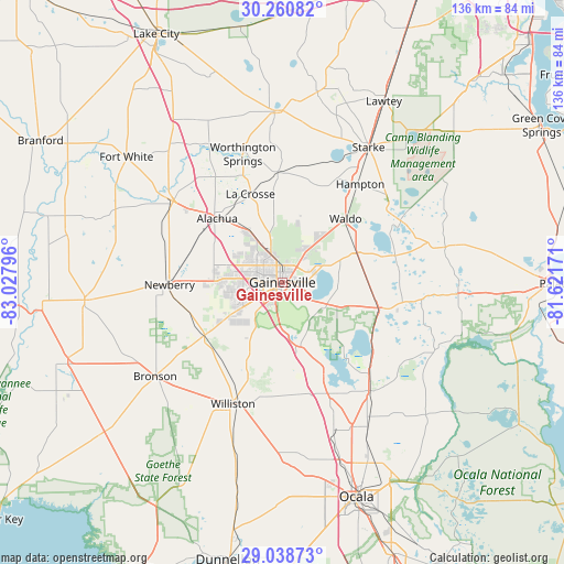 Gainesville on map