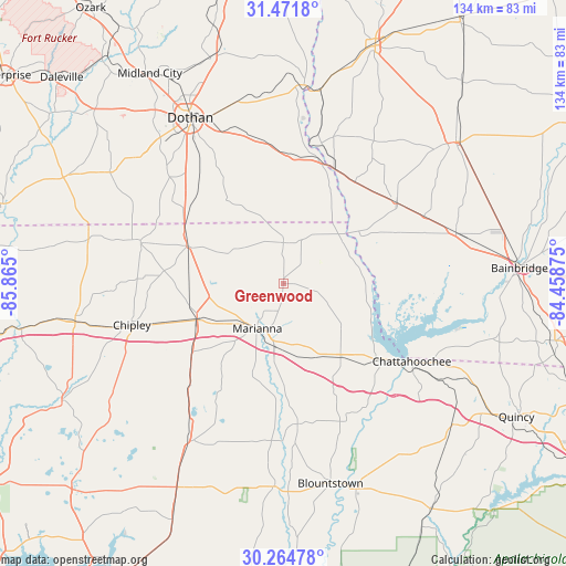 Greenwood on map