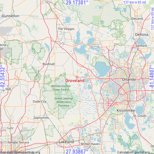 Groveland on map