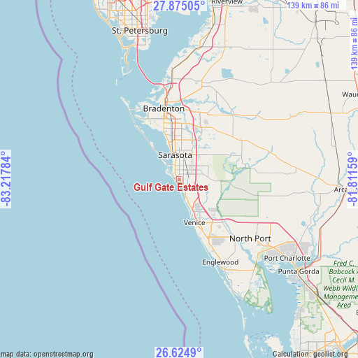 Gulf Gate Estates on map