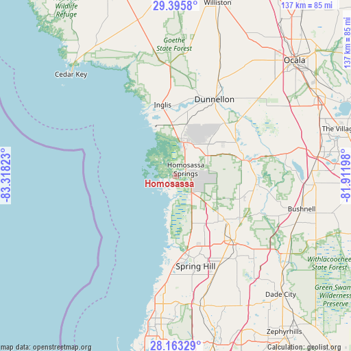 Homosassa on map