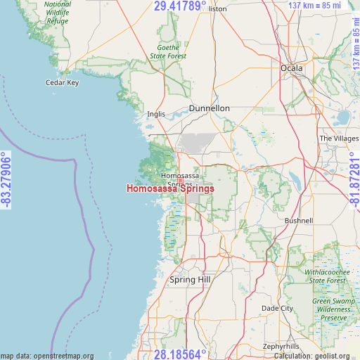 Homosassa Springs on map