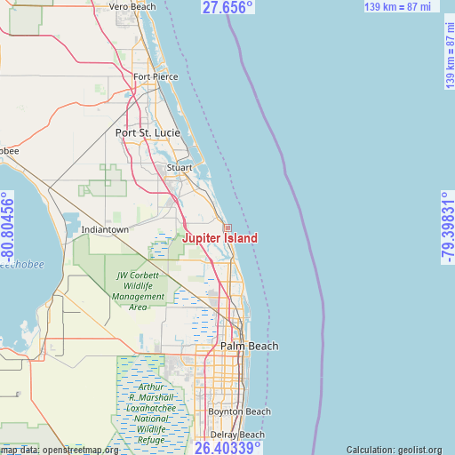 Jupiter Island on map