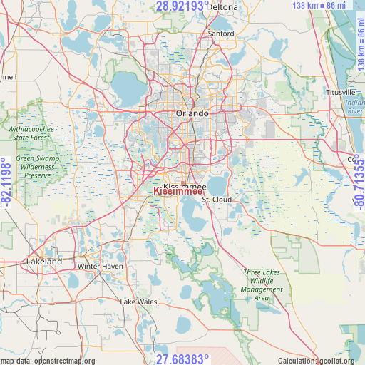 Kissimmee on map