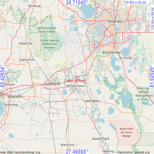 Lake Alfred on map