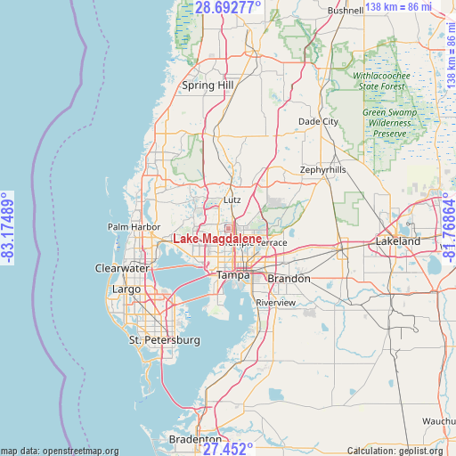 Lake Magdalene on map