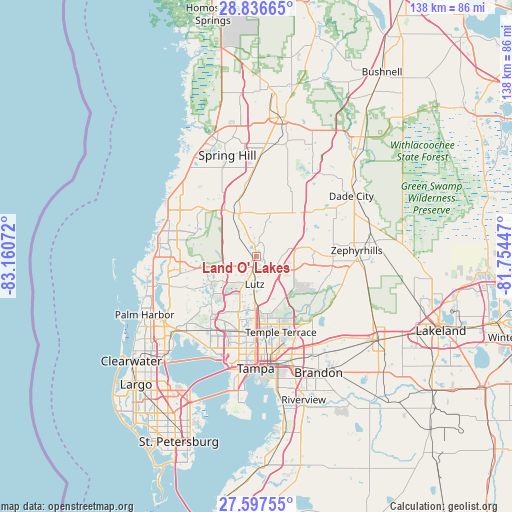 Land O' Lakes on map