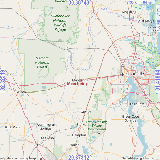 Macclenny on map