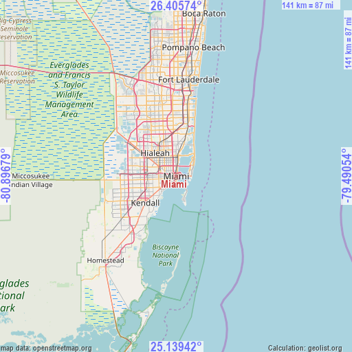 Miami on map