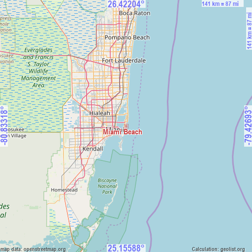 Miami Beach on map