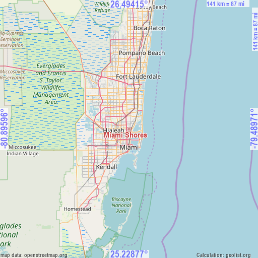 Miami Shores on map