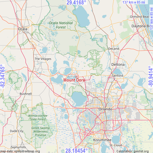 Mount Dora on map